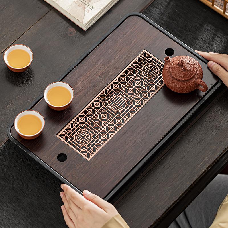 茶盘家用小型沥水盘蓄排两用功夫茶具托盘竹制茶海轻奢简约干泡台