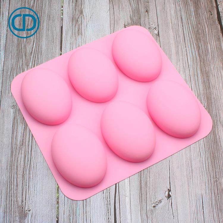 FDA品质手工皂模 6连椭圆鹅蛋形硅胶蛋糕模 手工DIY肥皂模具 烘焙