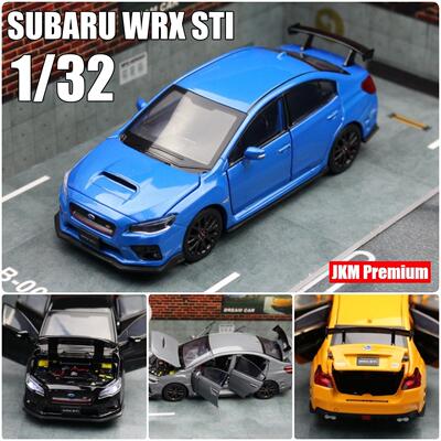 JKM合金汽车模型玩具1:32斯巴鲁WRX STI赛车发光避震转向六开门