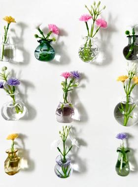 迷你磁吸小花瓶冰箱贴DIY饰品配件玻璃瓶猫须收集瓶跨境爆品