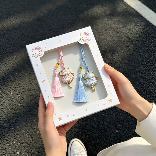 壮锦招财猫非遗流苏钥匙扣