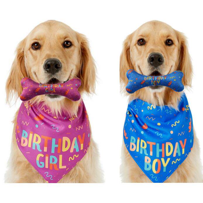 宠物狗狗猫咪三角巾口水巾2019新款生日宠物三角巾生日骨头套装