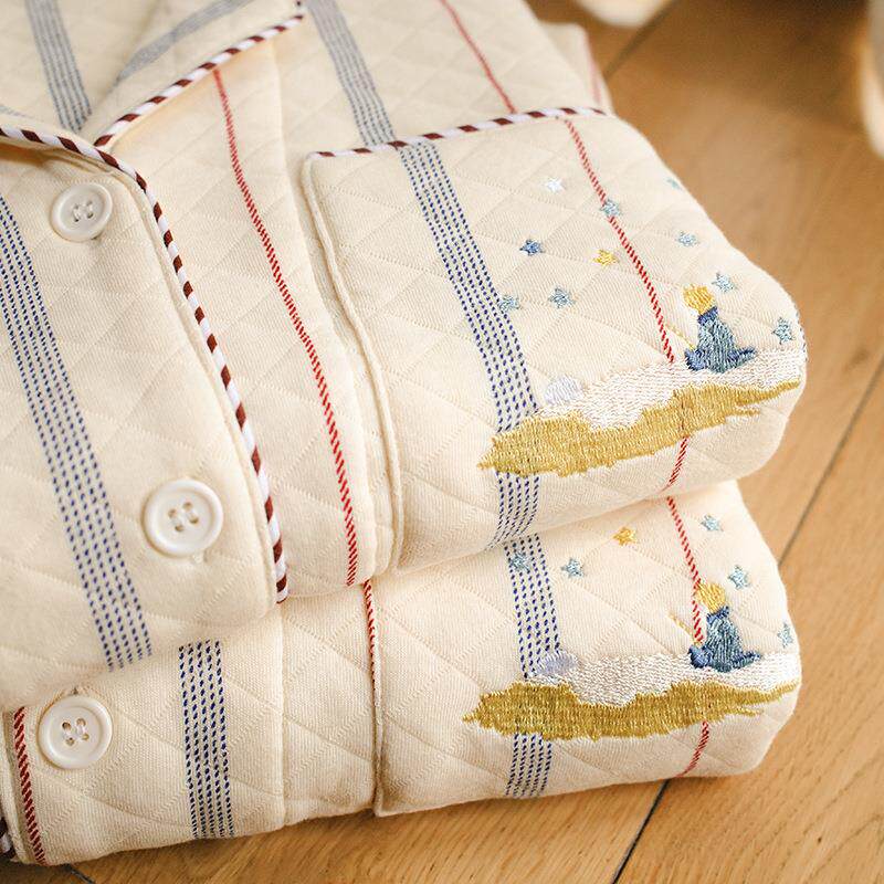 特价-野兽家居服男女款纯棉空气层高级感加厚情侣睡衣秋冬季全棉