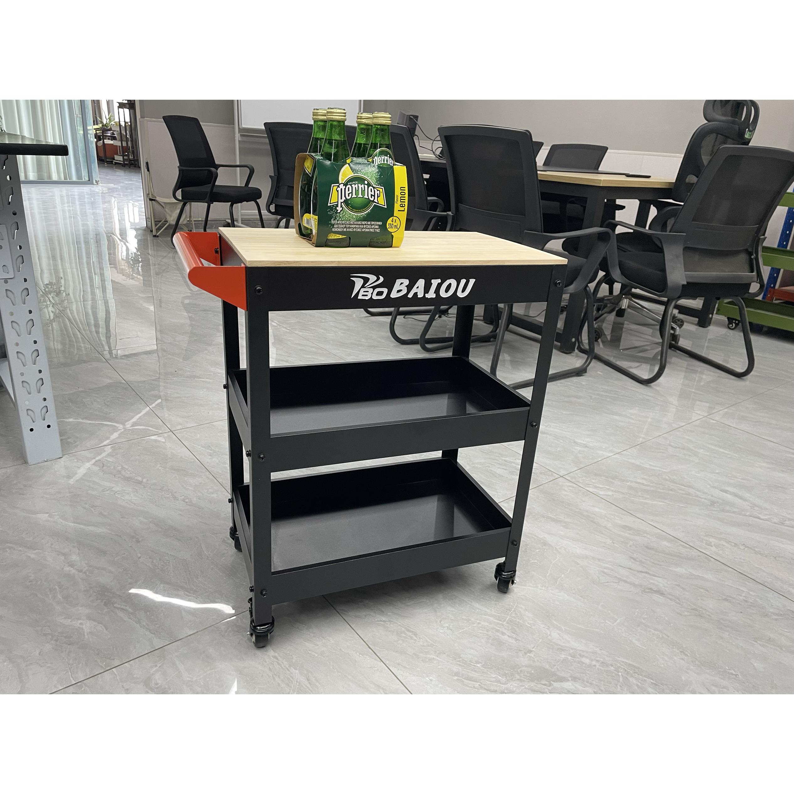 三层小推车工业风工具车手推车静音滚轮收纳零件移动花架绿植