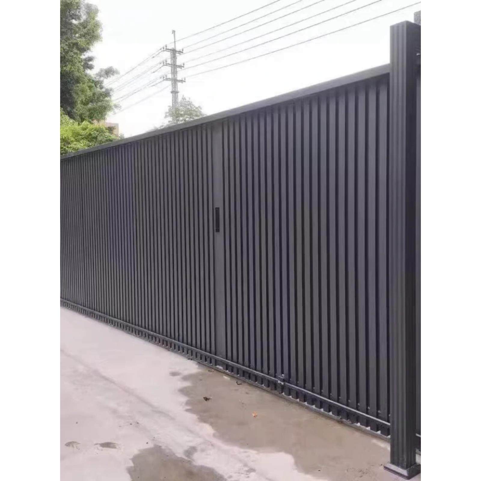 铝艺电动推拉门社区户外铁制房屋庭院车库门农村自建房屋不锈钢庭