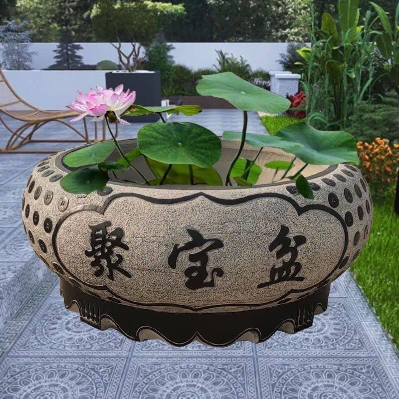 石雕鱼缸青石花盆荷花缸大理石水槽养鱼池仿古做旧圆水缸庭院定制