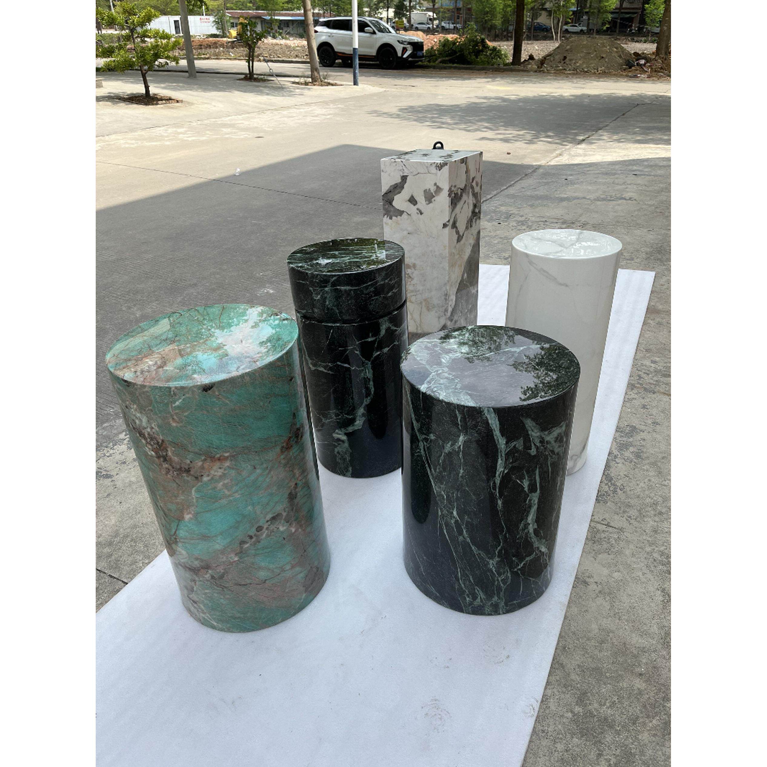 大理石圆柱底座客厅石材立柱墩子玄关圆形展示台装饰摆件雕塑花架