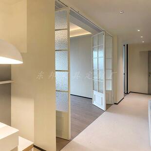 折叠门铝合金无轨移门卧室门吊轮三联动拉门彩色柯布西耶隔断门