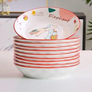 釉中彩立体动物卡通少女心盘碟餐具 盘子菜盘家用陶瓷餐具2024新款