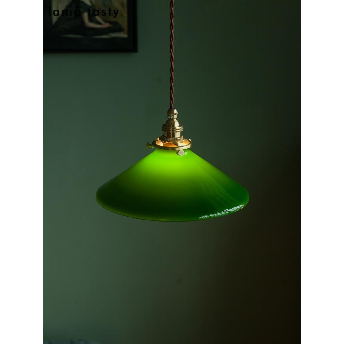 老上海复古绿色玻璃吊灯 日式中古vantage民宿餐厅橱窗茶室吊灯