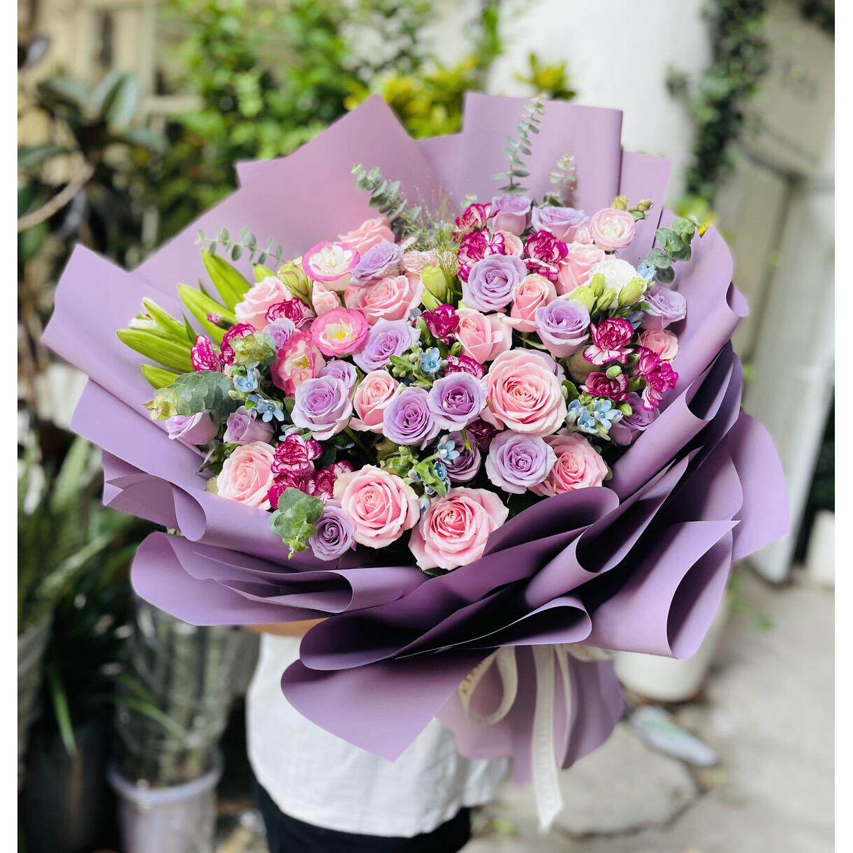玫瑰绣球桔梗小清新韩式网红花束重庆鲜花同城速递花束教师节