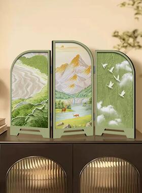 法式清新桌面摆件客厅小屏风装饰画 画中古风入户玄关鞋柜电视柜