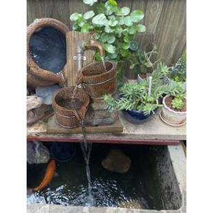 田园乡村风格 饰 鱼池循环水缸养鱼水循环造景庭院阳台流水景观装