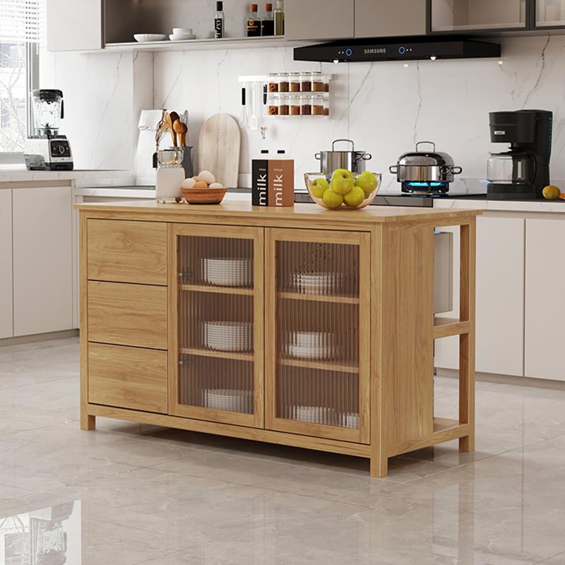 岛台柜单独实木餐边柜储物厨房中岛料理台可移动操作台备餐桌收纳
