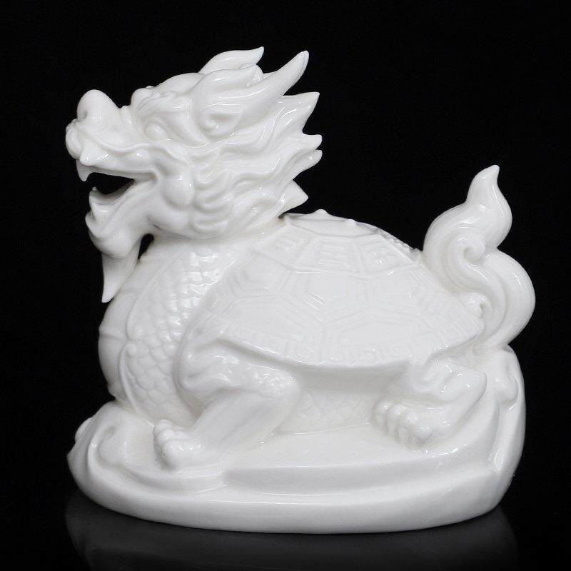 陶瓷招财小龙龟摆件风水镇宅家居八卦龙龟客厅工艺开业装饰品摆设