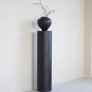 中古风实木圆形木墩花架民宿客厅沙发原木装饰品花器圆形柱子底座