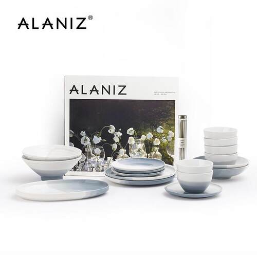 alaniz釉下彩挪威碗碟套装家用2025新款碗盘套装陶瓷乔迁餐具套组