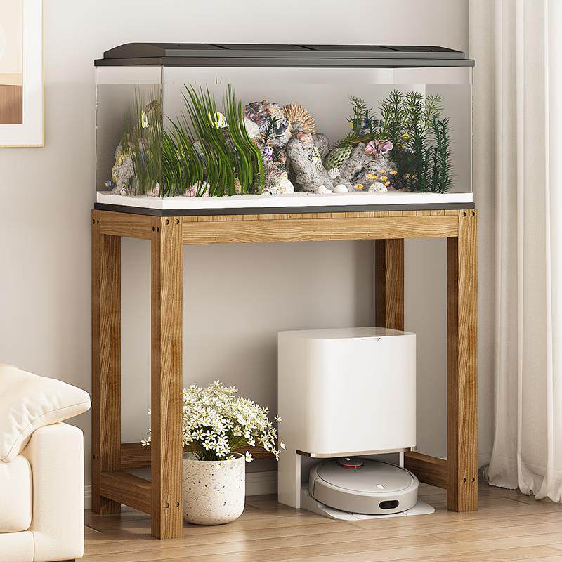 实木鱼缸架下空式扫地机器人置物架水缸专用承重支架底座底架桌子