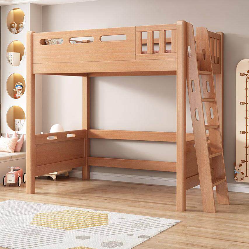 榉木上床下桌一体实木高架床儿童上下床上床下空单上层交错上下铺