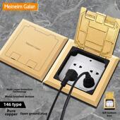 146型全铜开放式 会议多媒体地板插座隐藏高清音频麦克风五孔网络