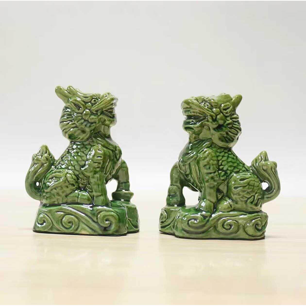 唐三彩陶瓷麒麟办公饰品工艺品礼品家居饰品桌面饰品为客人带来财