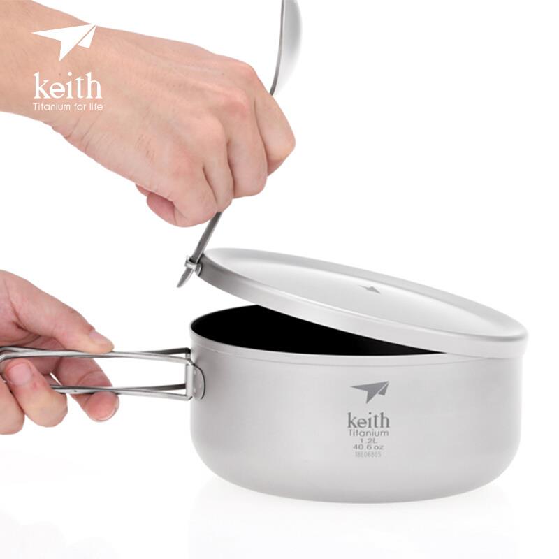 keith 铠斯钛饭盒泡面碗带盖 大号便当盒家用 户外钛餐具新品大碗