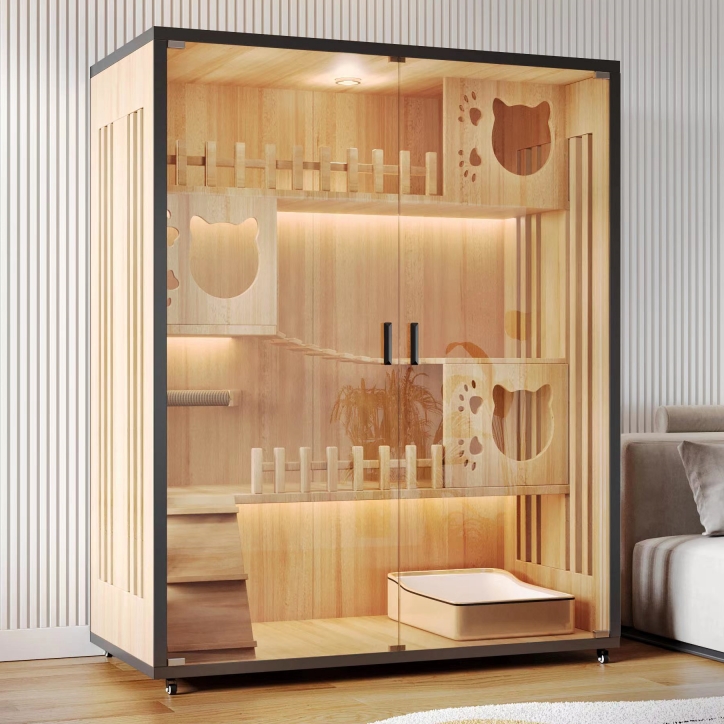 速发猫猫墅别笼子家用室内猫窝猫屋超大自由空间木咪房子实猫猫舍