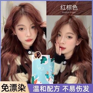 速发2024新款乐力红棕色染发树膏漂物纯剂莓酒红色粉棕免植自己在