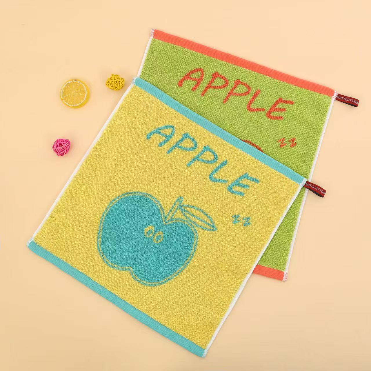 棉幼儿园方巾学生洗脸擦手小深色挂式抹手巾吸水带挂绳卡通印花