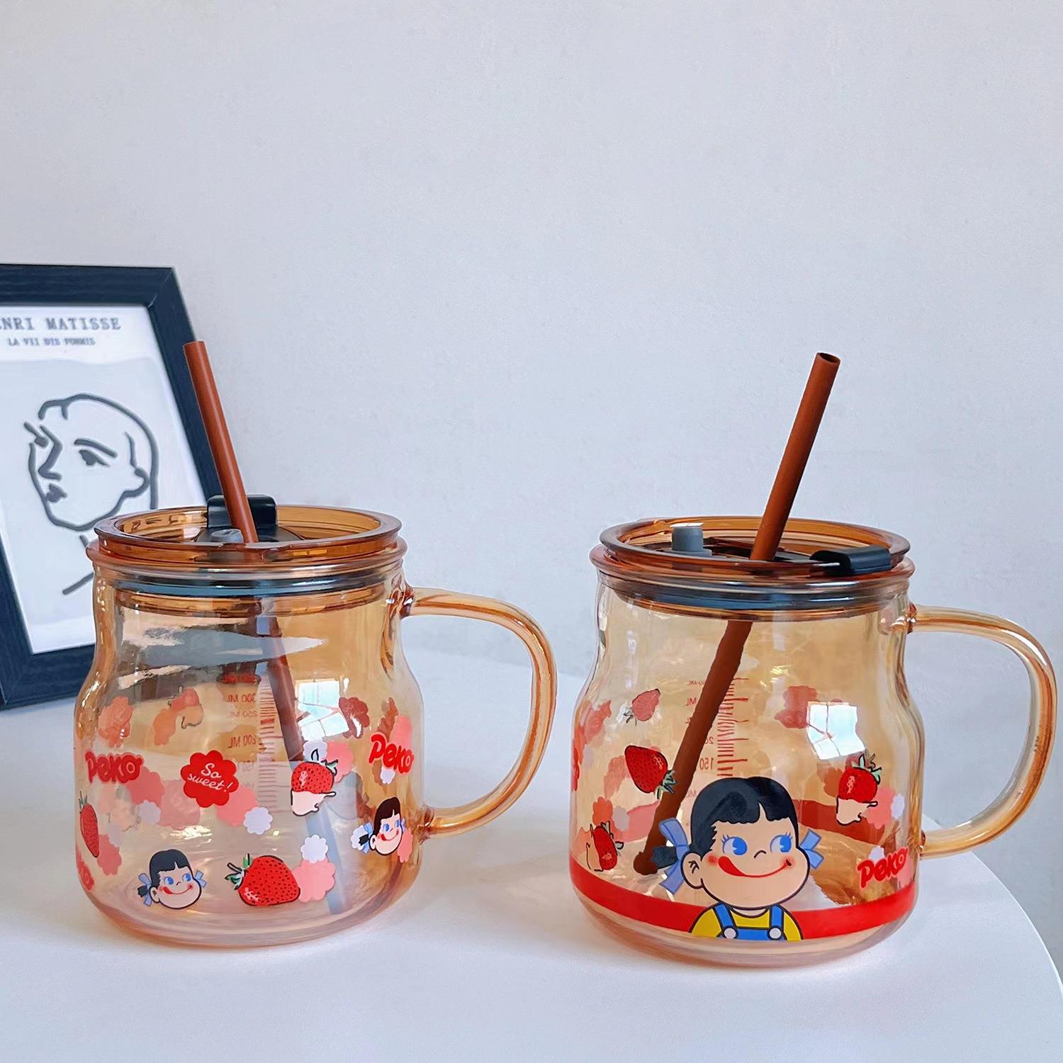 创意卡通顿顿杯家用学生儿童水杯带把手带吸管开业礼品水杯