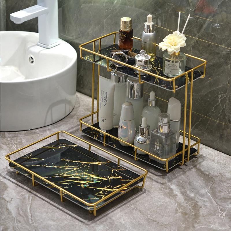 卫生间浴室化妆品置物架桌面洗漱台护肤品收纳架子铁艺防锈洗手间