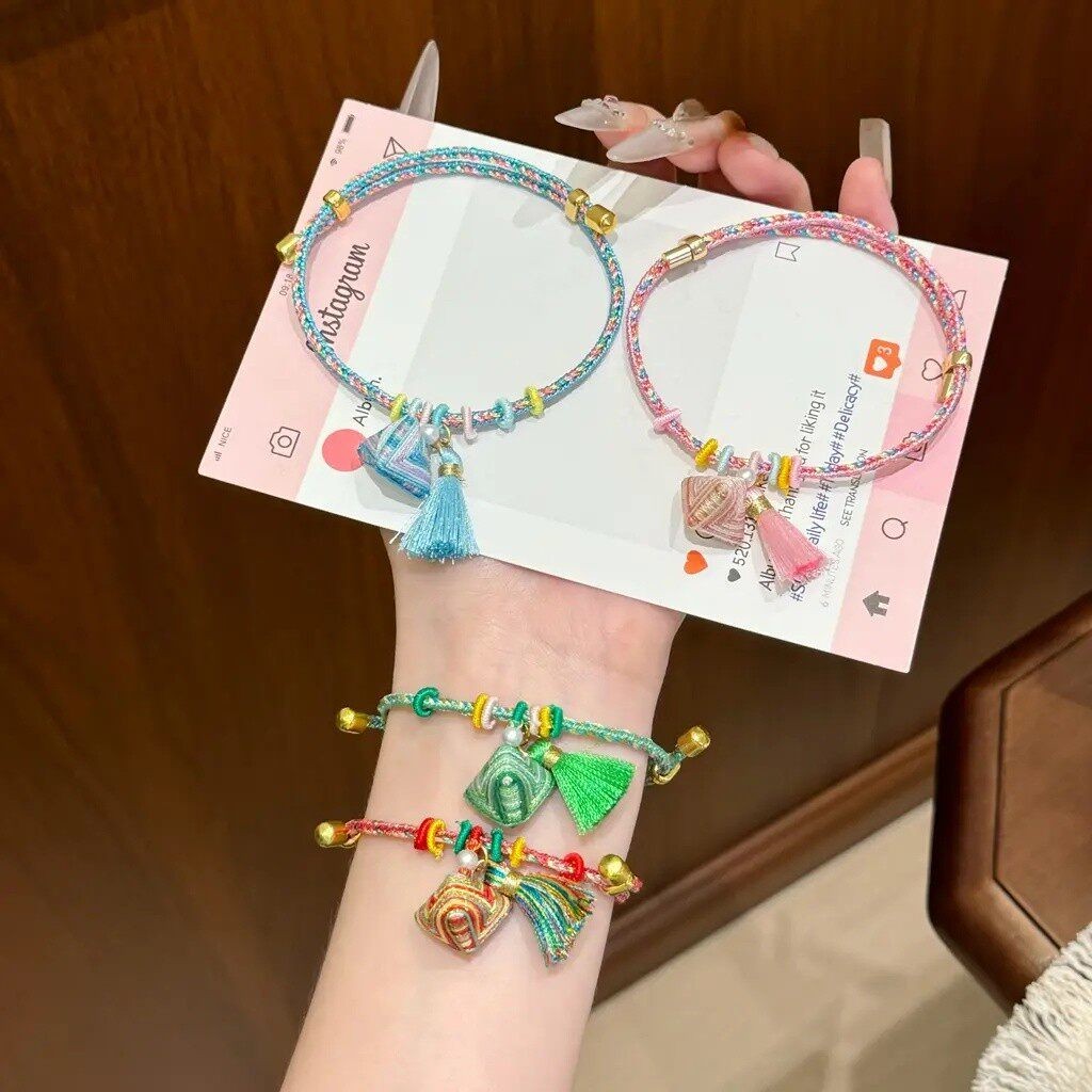 手錬 端午节五彩手工编织手錬成品粽子五色线手五色线古法手绳m