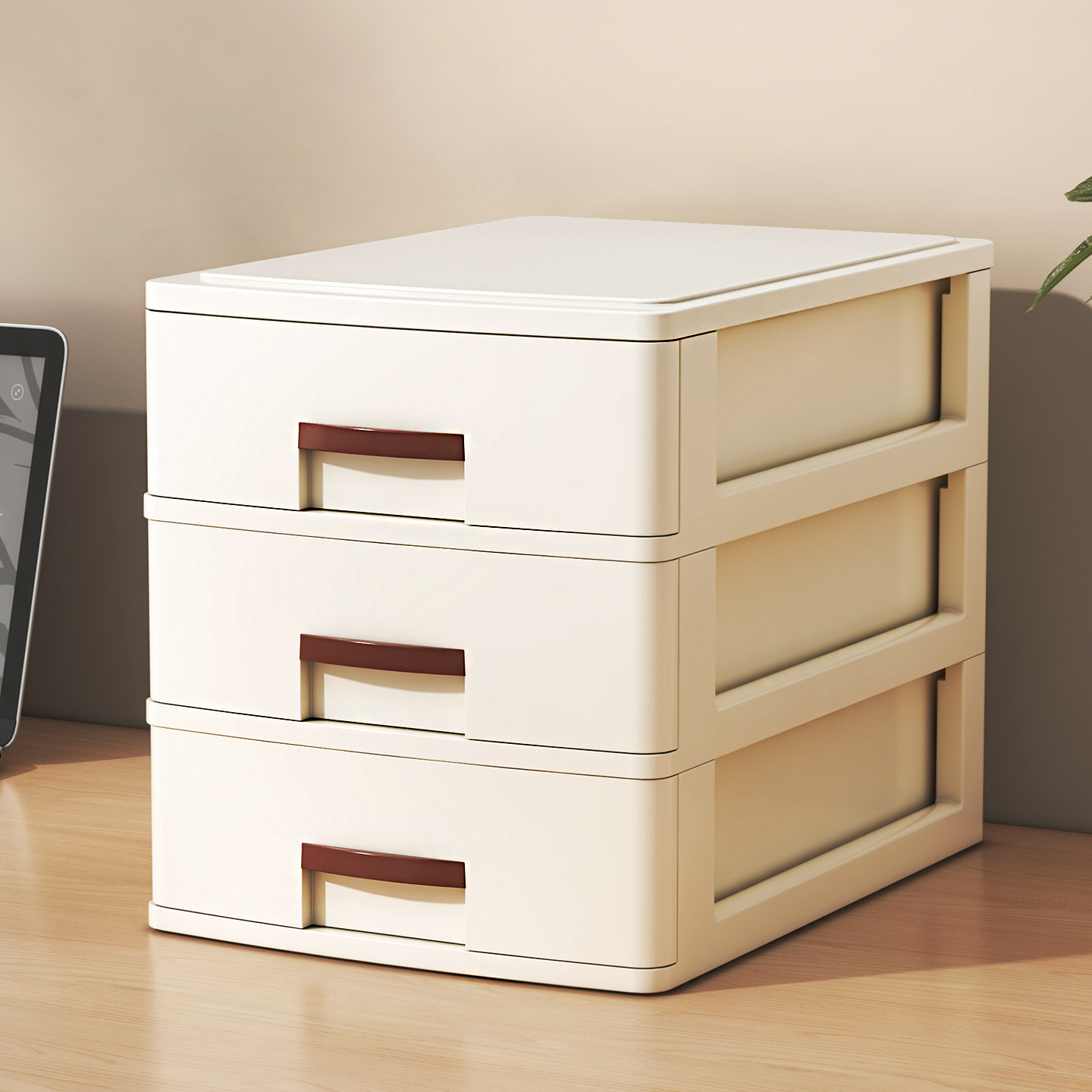 正家桌面收纳盒抽屉式工位文件整理桌上文具小杂物储物盒置物架箱