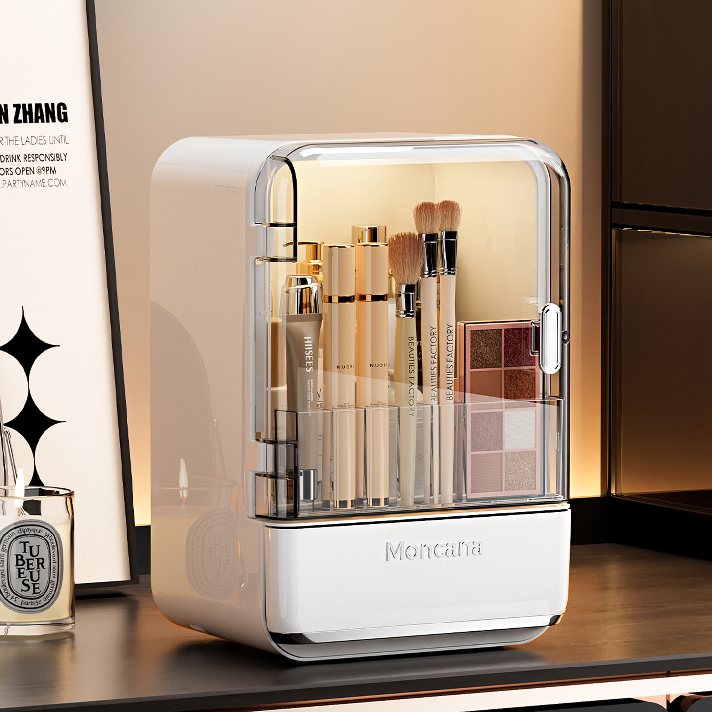 化妆品收纳盒防尘大容量护肤品架