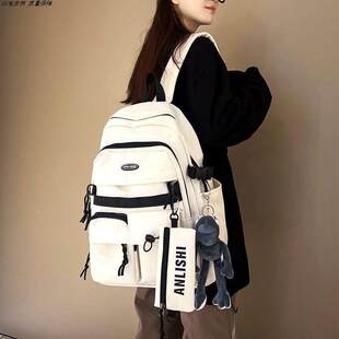 日系复古工装初中学生大容量双肩男ins电脑背包女书包高颜值耐脏