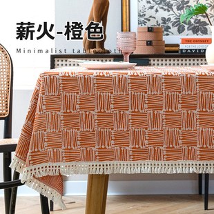 加厚棉麻k台布长方形轻奢复古餐桌布装 跨境新款 饰防烫茶几盖巾