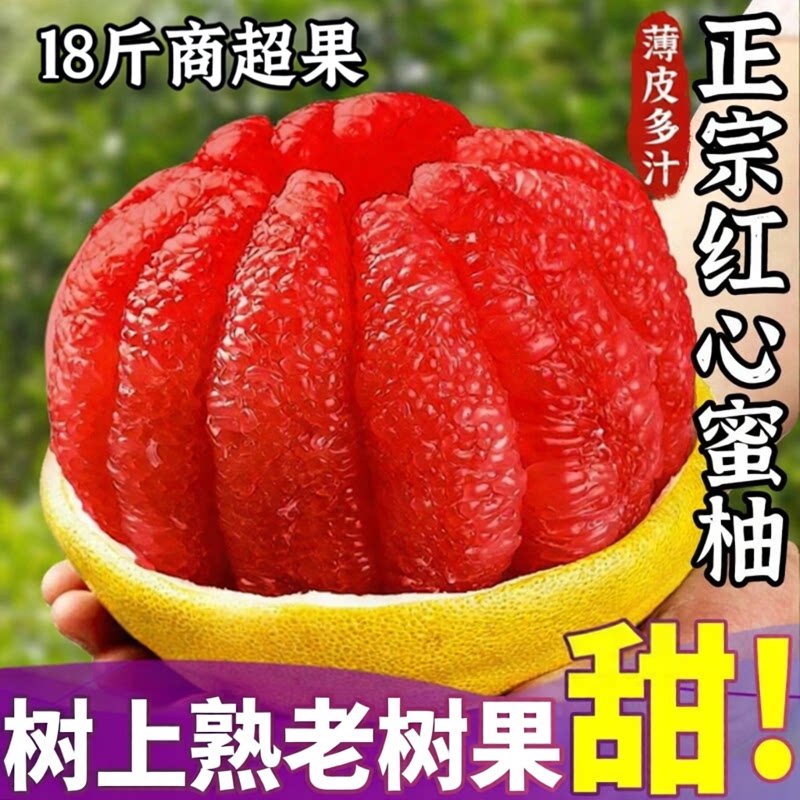 现摘18斤商超大果!平和红心柚