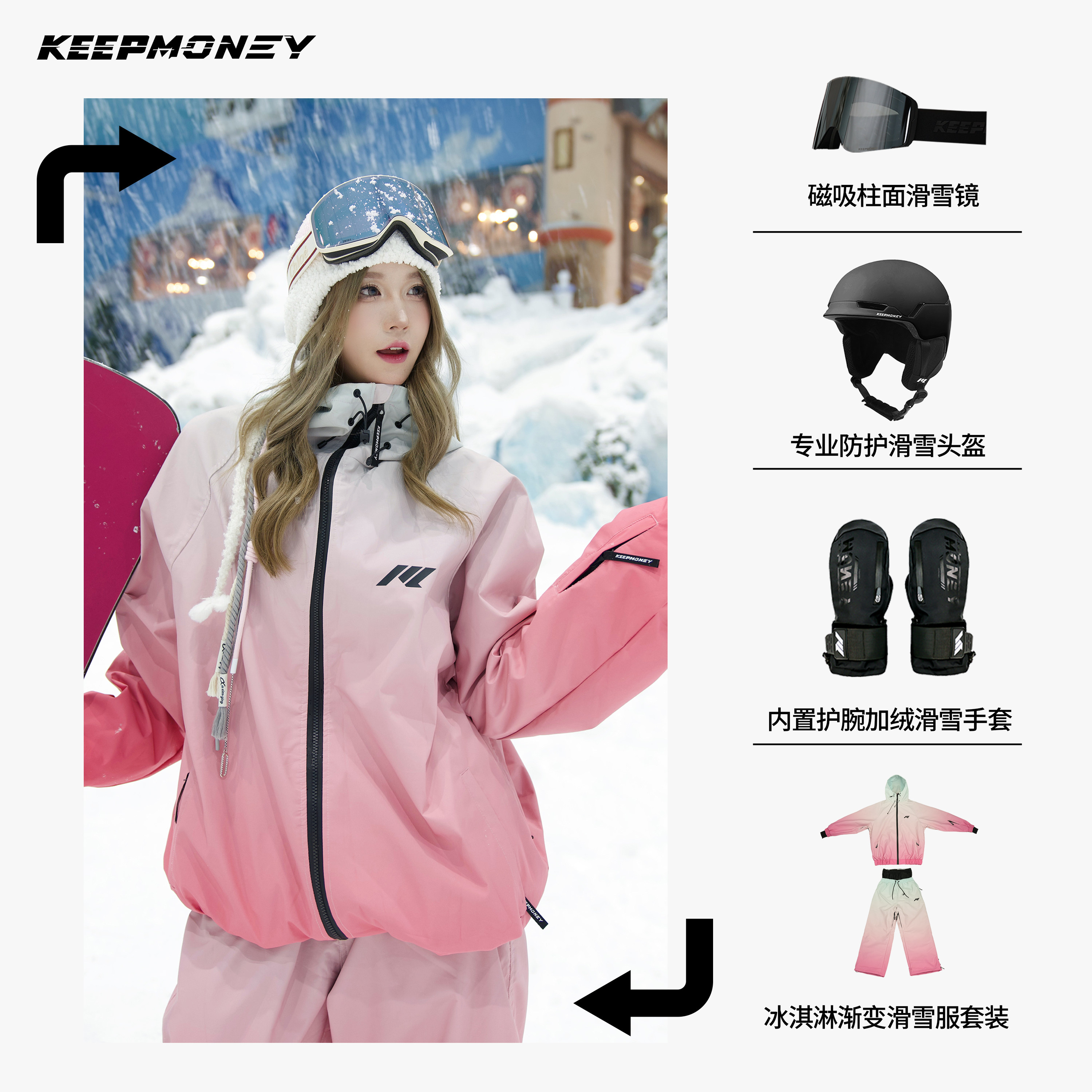 KM冰淇淋系列滑雪服套装装备