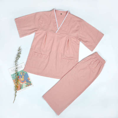 睡衣码新款亚麻桑拿大版高档服家居女汗韩蒸情侣按摩款长spa美容