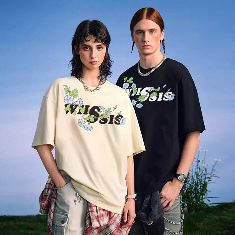 WHSSIS喇叭花T恤叶子宽松纯棉