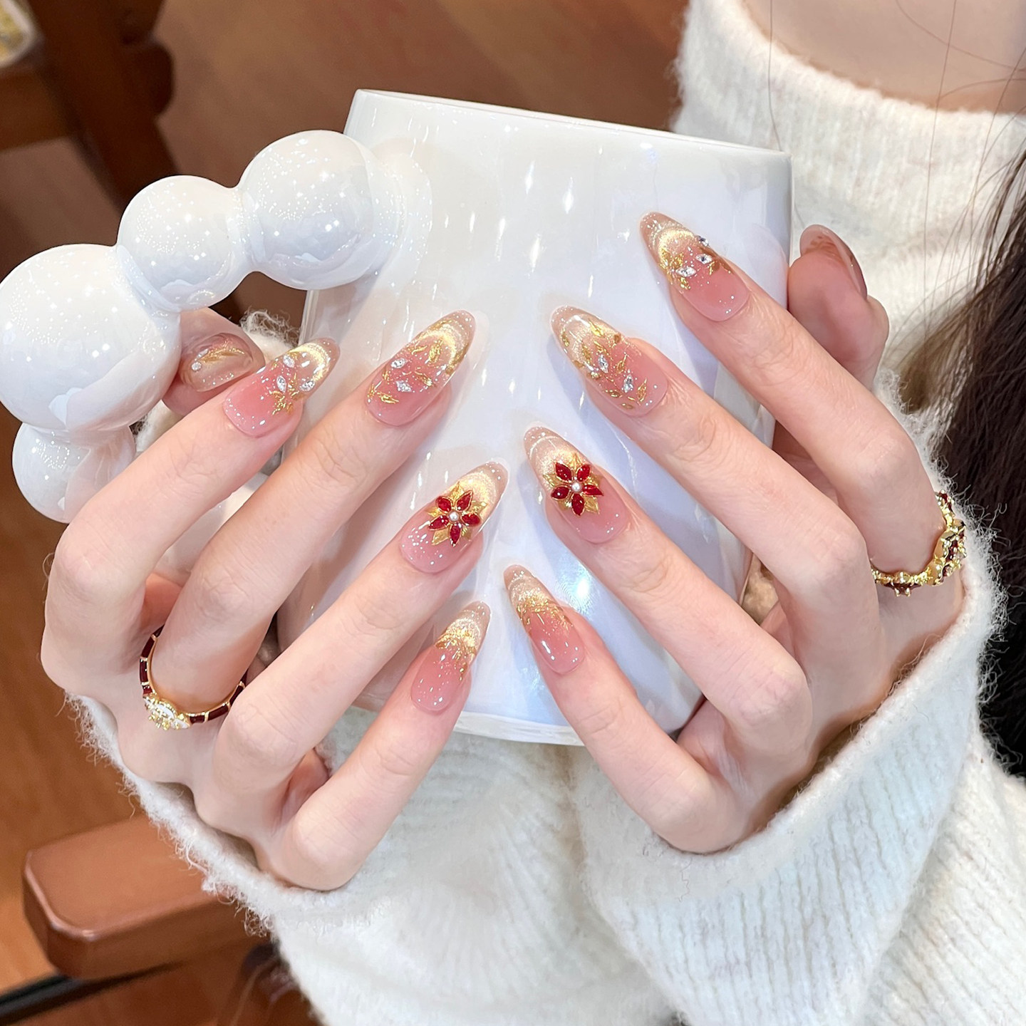 植兔手工穿戴甲中长款2026年高级感烫金花瓣猫眼美甲秋冬轻奢贴片,彩妆/香水/美妆工具,穿戴甲/甲片,淘宝优惠券,粉丝福利购,淘宝优惠卷