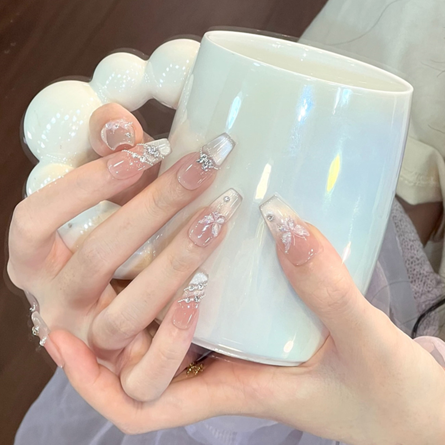 植兔手工穿戴甲中长款2025年新款裸色系蝴蝶猫眼显白美甲婚纱甲片,彩妆/香水/美妆工具,穿戴甲/甲片,淘宝优惠券,粉丝福利购,淘宝优惠卷