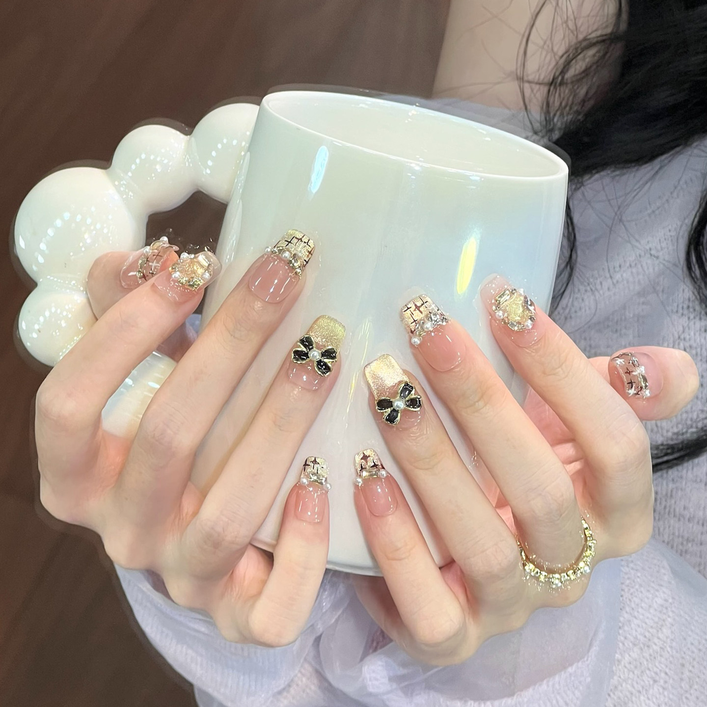 植兔贵气千金美甲穿戴甲2025年新款秋天小香风鎏金法式猫眼高级感,彩妆/香水/美妆工具,穿戴甲/甲片,淘宝优惠券,粉丝福利购,淘宝优惠卷