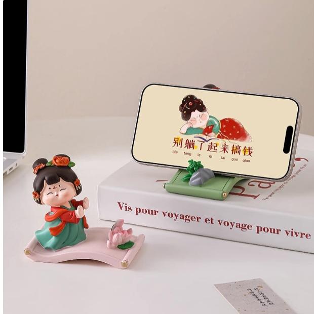 唐仕女手机支架桌面可爱创意办公室装饰摆件西安文创纪念品小礼物