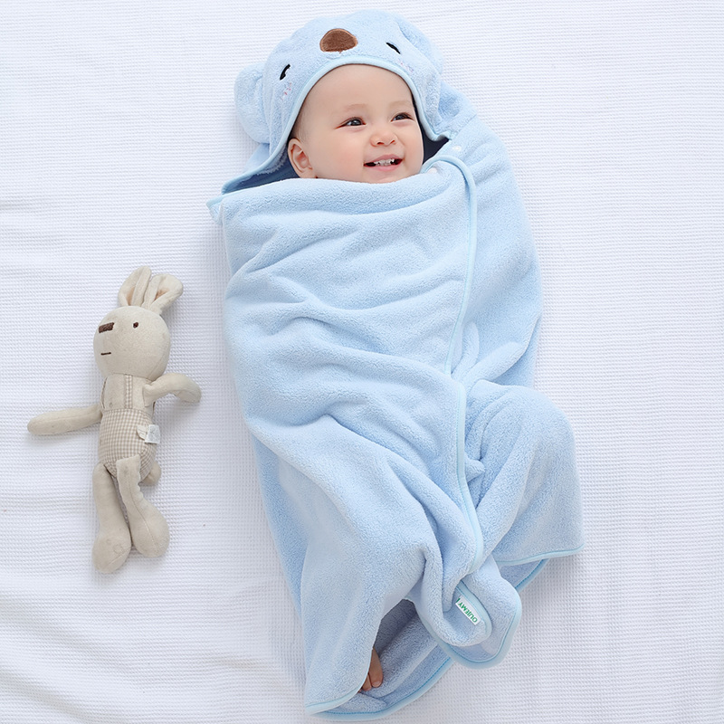 儿童珊瑚绒浴巾斗篷披风可穿吸水带帽连帽婴幼儿宝宝抱被超柔软