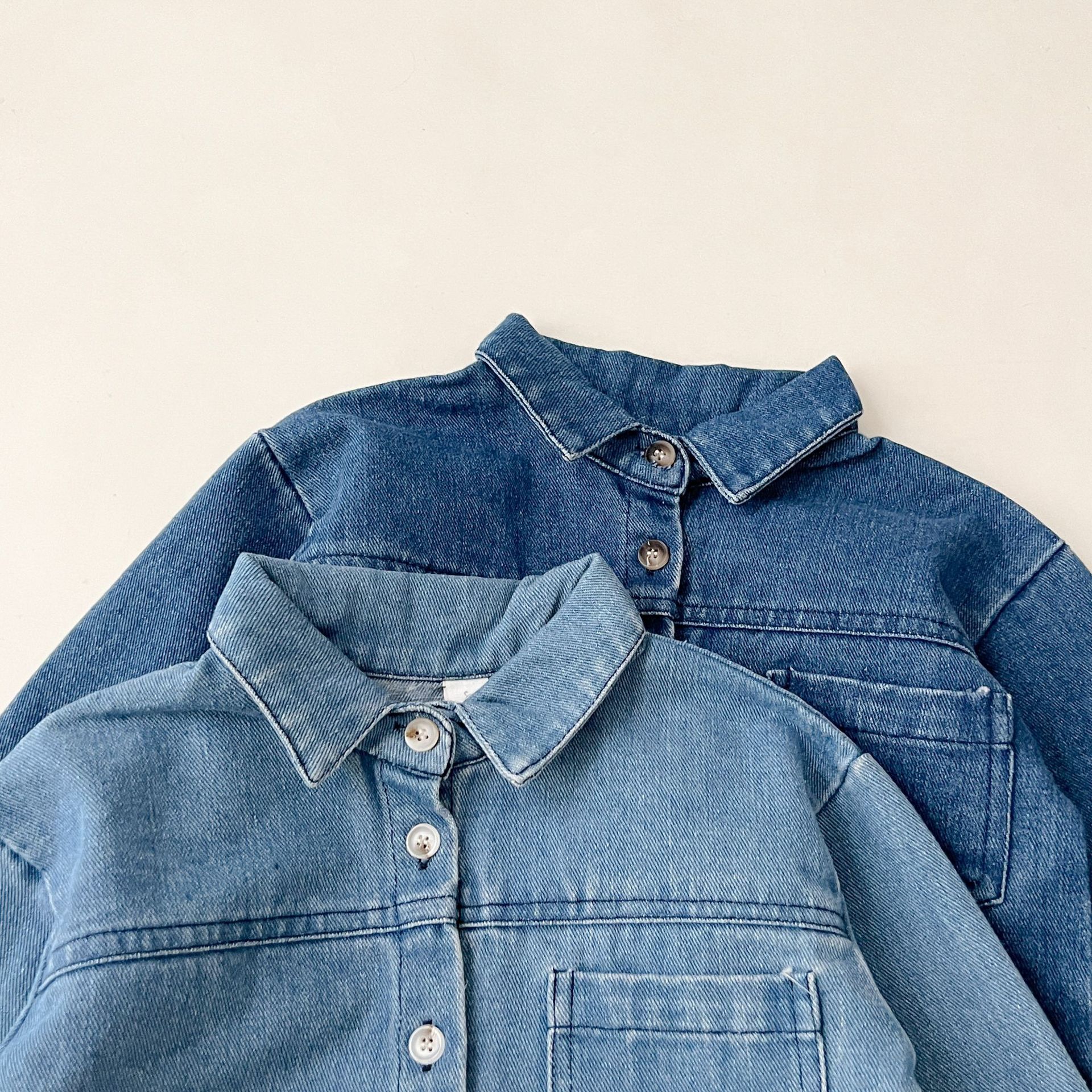 秋季童装新款韩版牛仔套装男女宝复古长袖上衣牛仔服长裤两件套