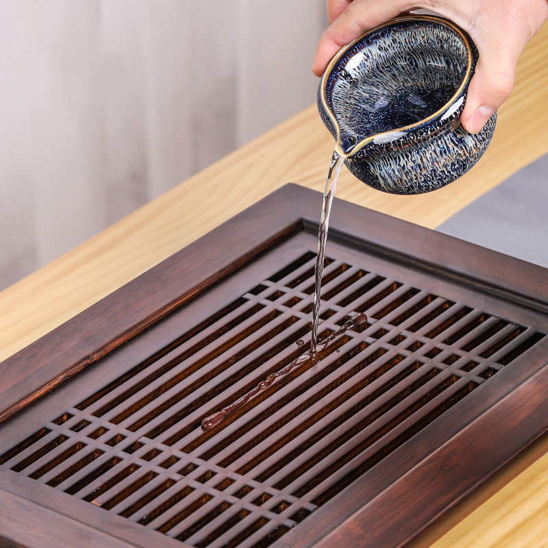 批竹制茶台简易胡桃色茶味人生储水式茶盘日式沥水小茶台茶海