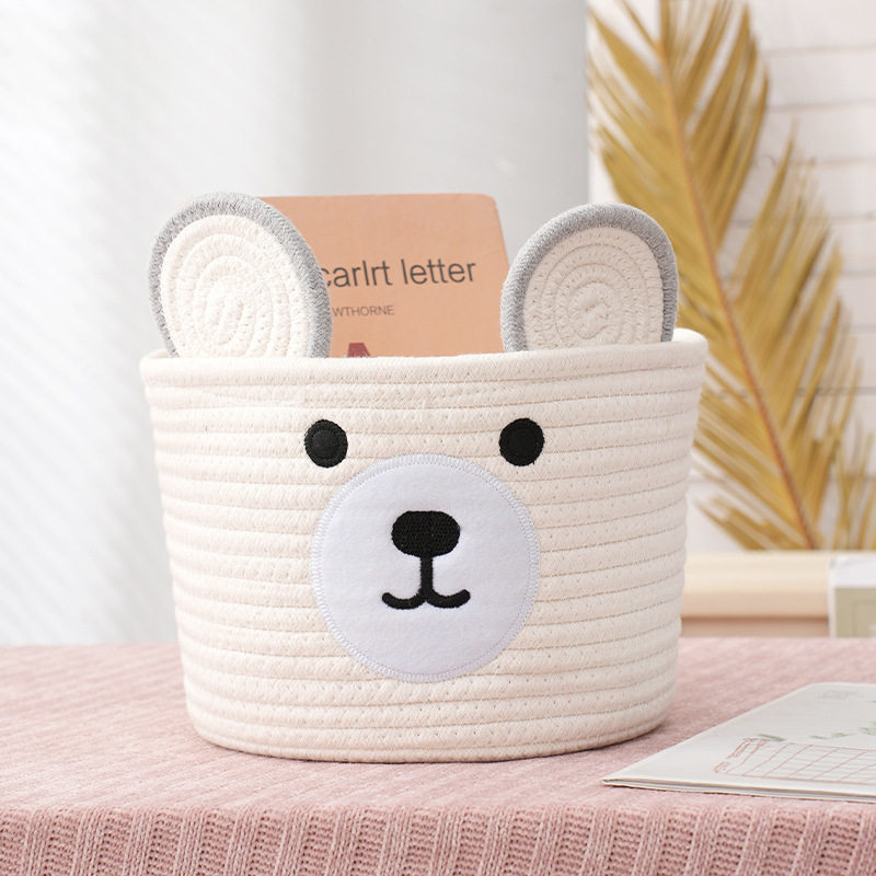 新款卡通刺绣收纳可爱卡通儿童玩具收纳筐卧室家用棉线编织,收纳整理,收纳筐,淘宝优惠券,粉丝福利购,淘宝优惠卷