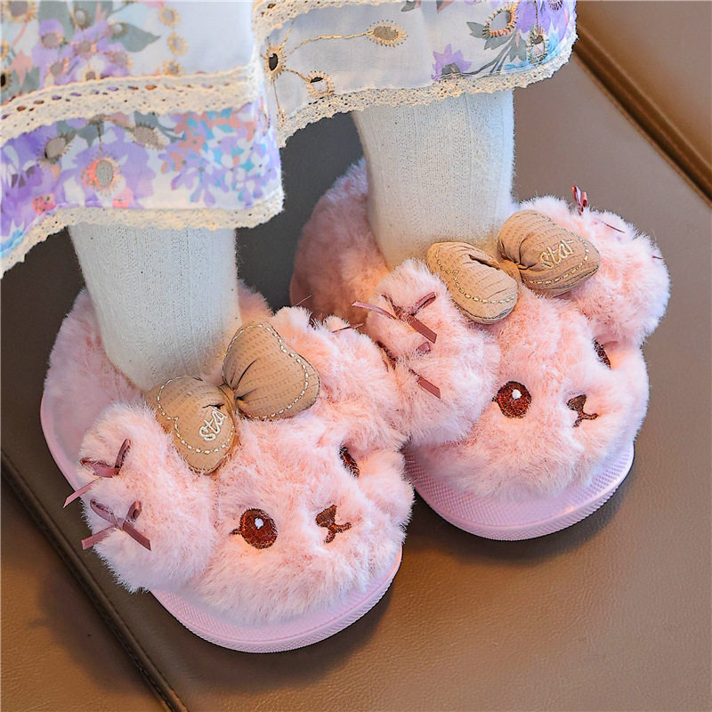儿童卡通棉拖鞋2025新款冬季保暖加厚加绒中小童女孩宝宝包跟棉鞋