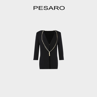 PESARO黄惠玲夏季 上衣外套 宽松V领显瘦领女装 设计感优雅简约长袖